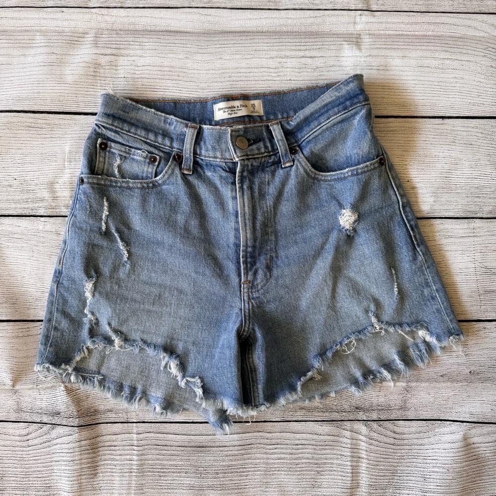 Abercrombie & Fitch Light Blue Distressed Jean Shorts